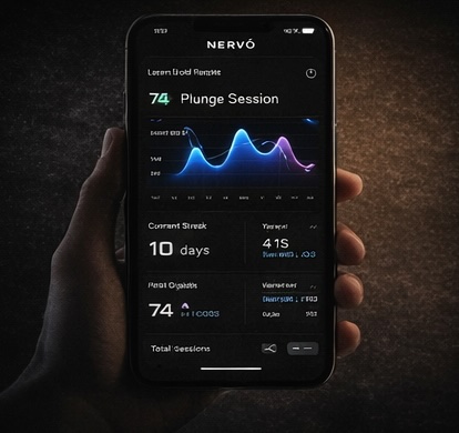 Mobile phone showing personal progress dashboard with session history and metrics